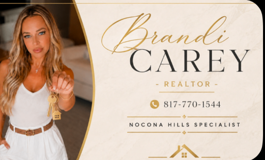 Brandi Carey Realtor business card — Nocona Hills Specialist